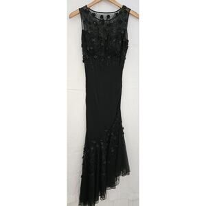 Sue Wong Nocturne Gown Size 4 Floral Silk Beaded Dress Romantic Witchy Whimsical